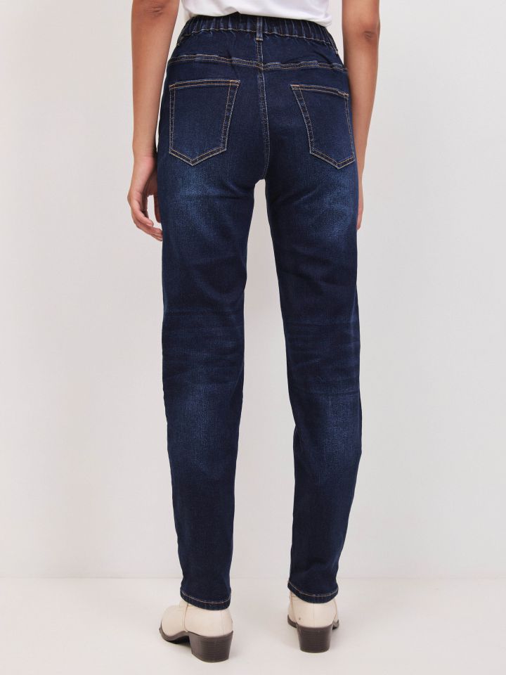 מכנסיים ג’ינס גומי בגב PROMO בצבע ג’ינס כהה