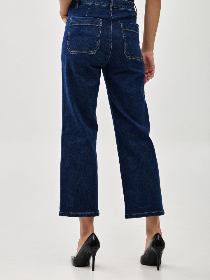 מכנסיים גינס 7/8 PROMO בצבע ג’ינס כהה