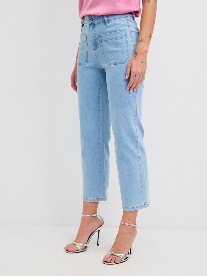 מכנסיים ג’ינס 7/8 PROMO בצבע ג’ינס בהיר