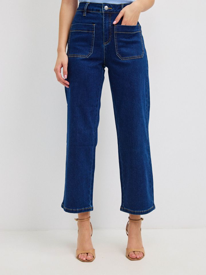 מכנסיים ג’ינס 7/8 PROMO בצבע ג’ינס כהה