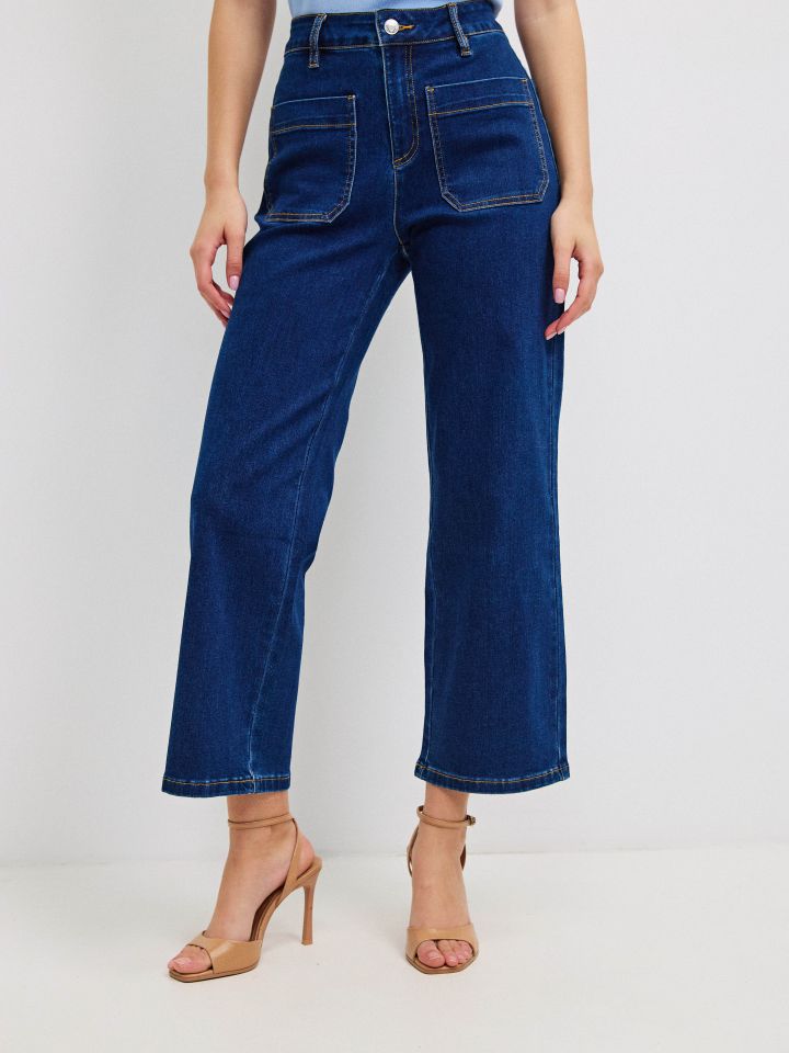 מכנסיים ג’ינס 7/8 PROMO בצבע ג’ינס כהה