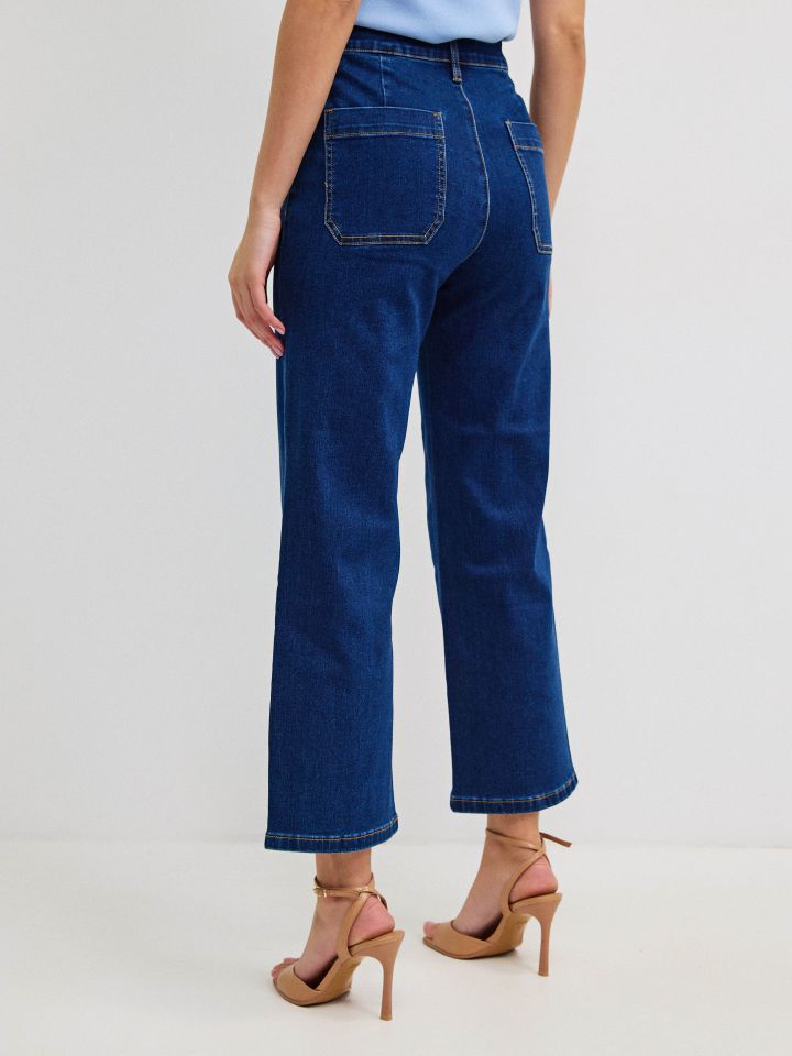 מכנסיים ג’ינס 7/8 PROMO בצבע ג’ינס כהה