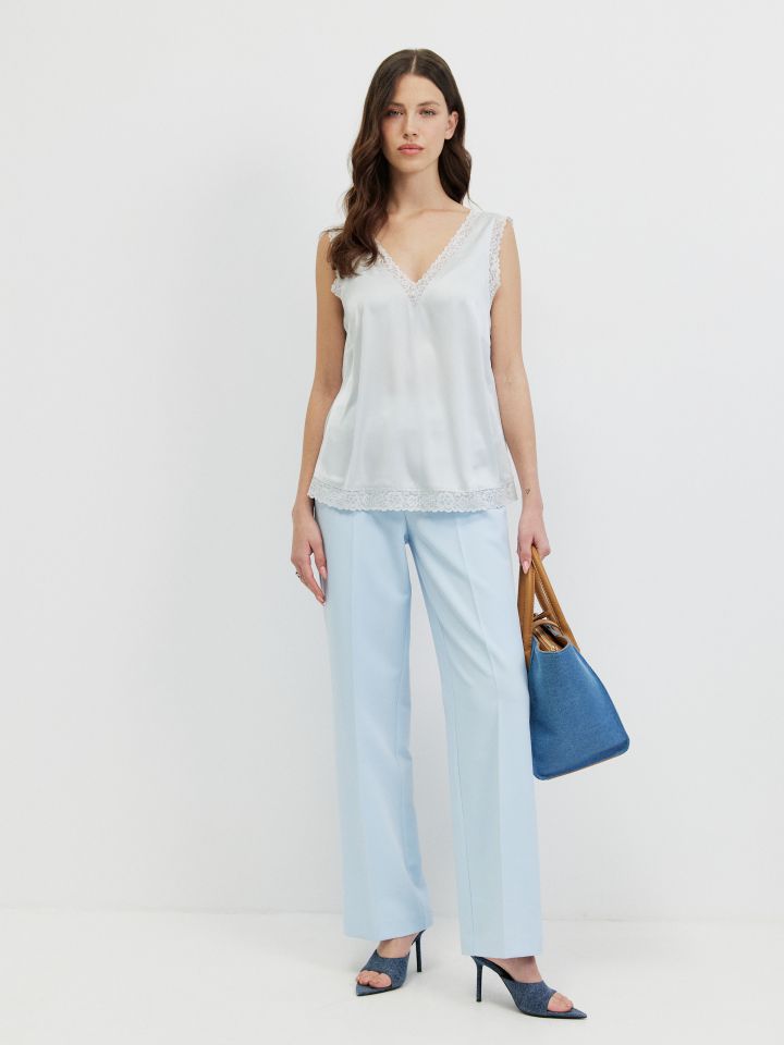 מכנסיים כיסי צד PROMO בצבע תכלת