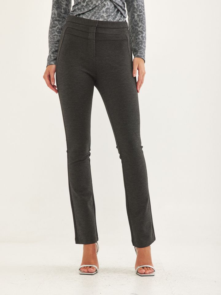 מכנסי מילנו חגורה חתכים בצבע אפור מרנגו