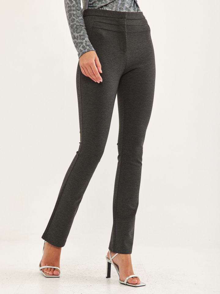 מכנסי מילנו חגורה חתכים בצבע אפור מרנגו