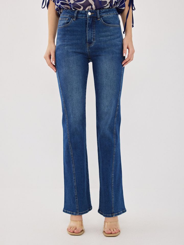 מכנסיים ג’ינס תיפור אורך FLARE בצבע ג’ינס