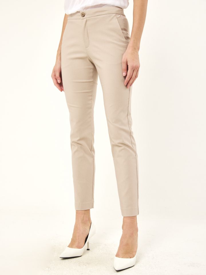 מכנסי ארוך בן גלים בצבע בייז’