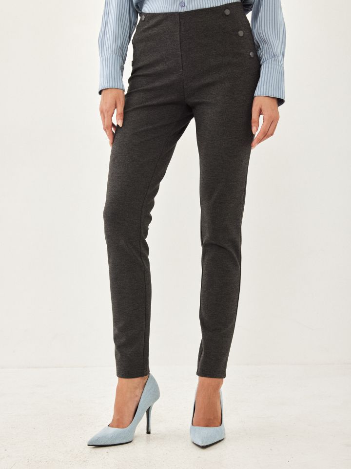 מכנסי טייץ מילנו כפתורי צד בצבע אפור מרנגו