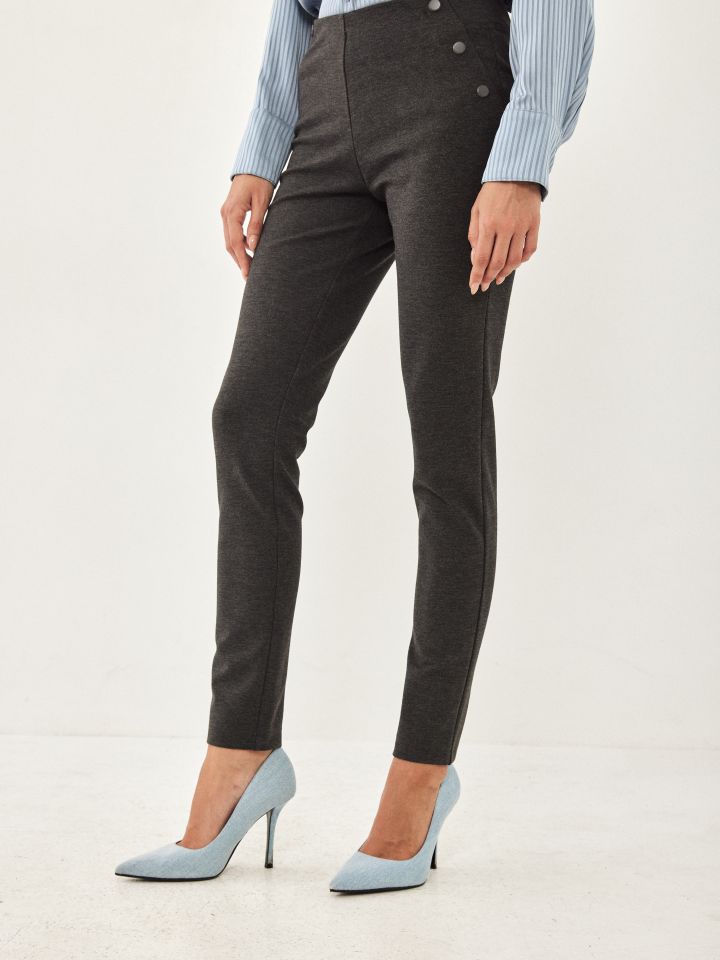 מכנסי טייץ מילנו כפתורי צד בצבע אפור מרנגו