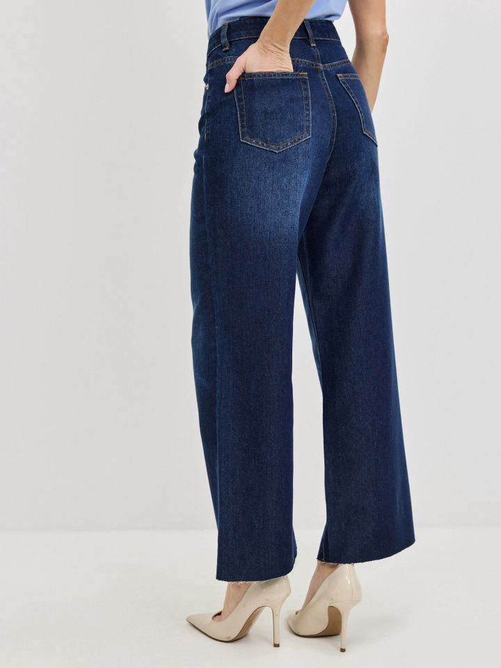 מכנסיים ג’ינס 7/8 PROMO בצבע ג’ינס כהה