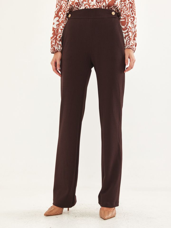 מכנסי כפתורי זהב בצבע חום