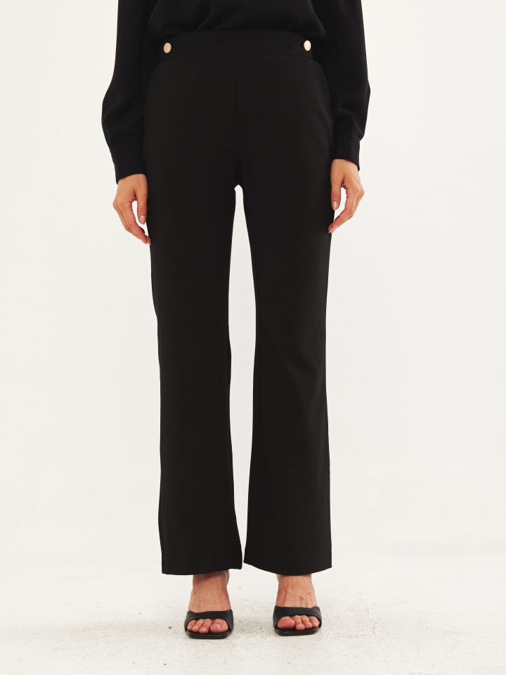 מכנסי כפתורי זהב בצבע שחור