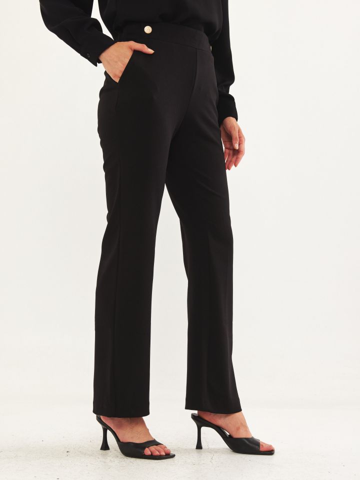 מכנסי כפתורי זהב בצבע שחור