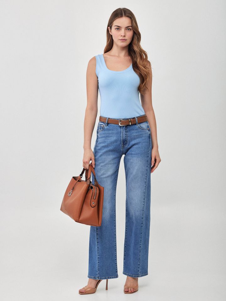 מכנסיים ג’ינס 8/9 LINOR בצבע ג’ינס בהיר