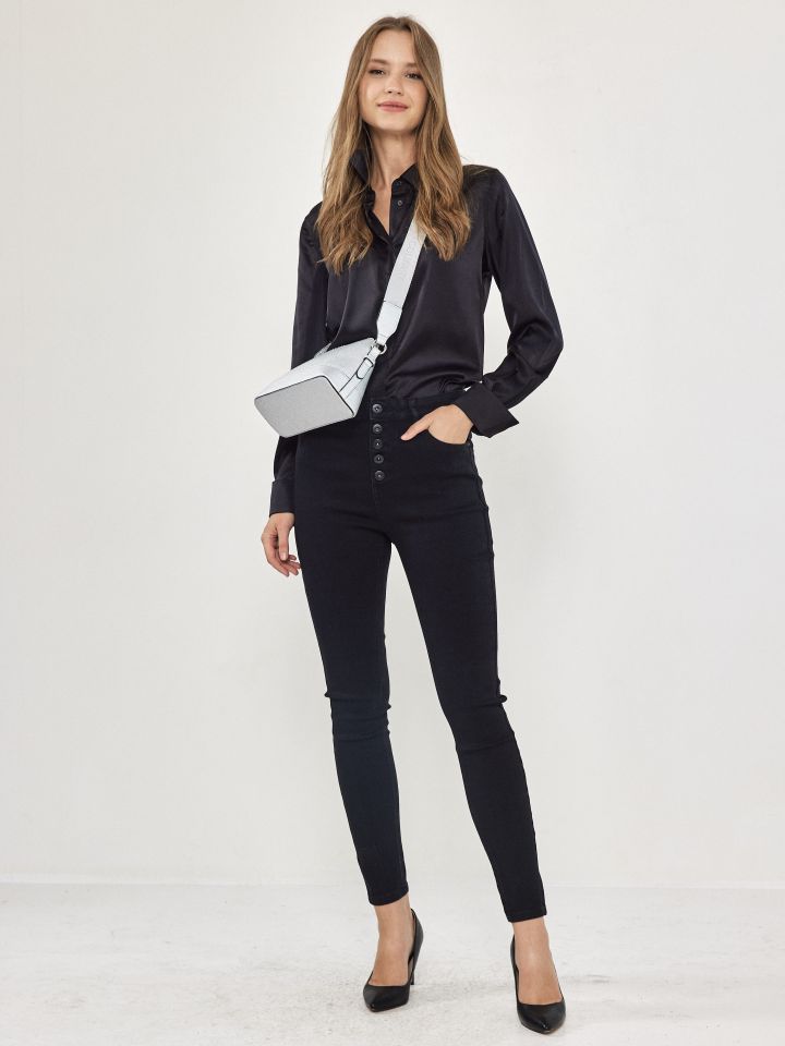 מכנסיים ג’ינס SKINNY PROMO בצבע ג’ינס שחור