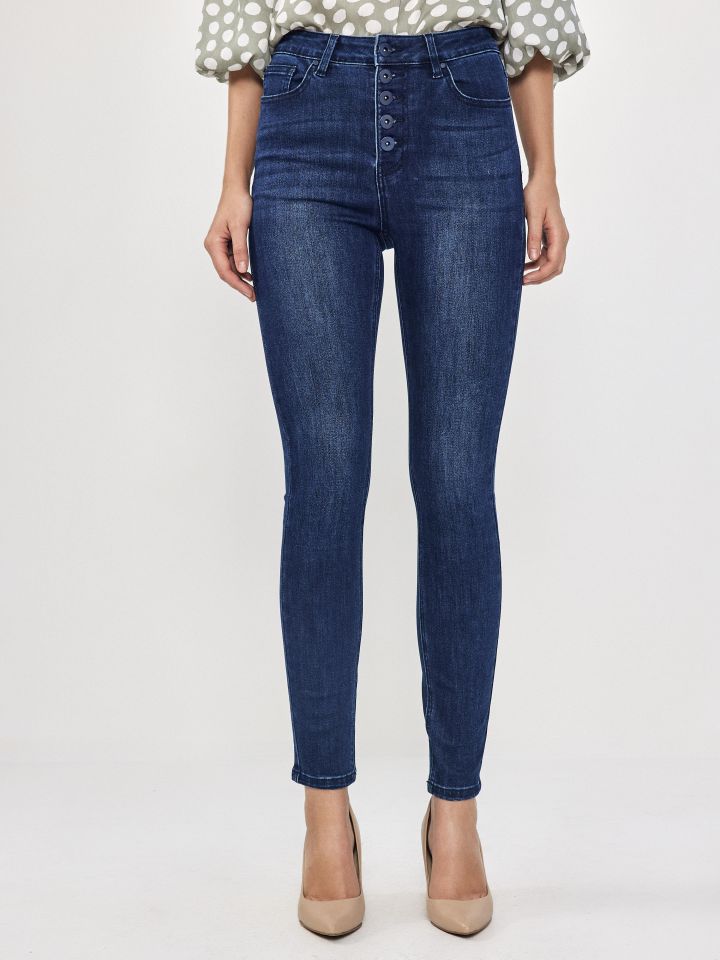 מכנסיים ג’ינס SKINNY PROMO בצבע ג’ינס כהה