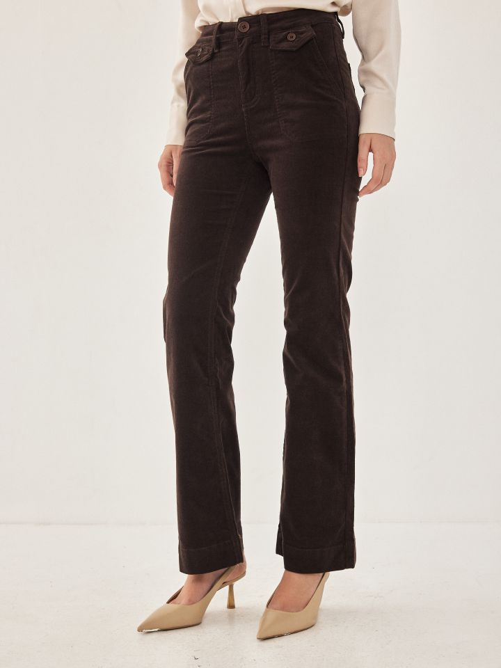 מכנס קורדרוי בצבע חום