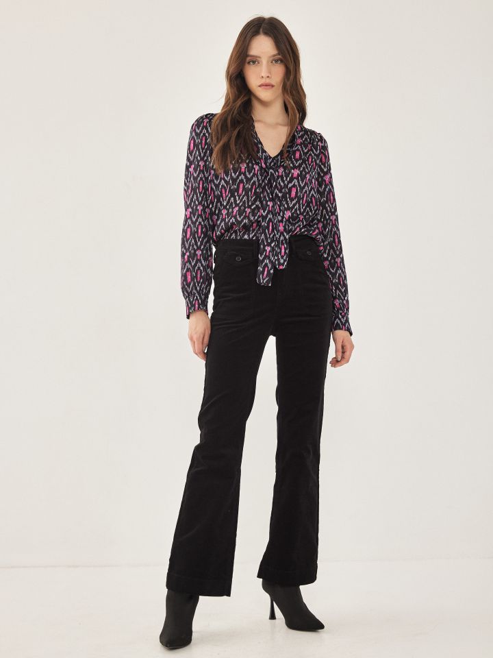 מכנס קורדרוי בצבע שחור