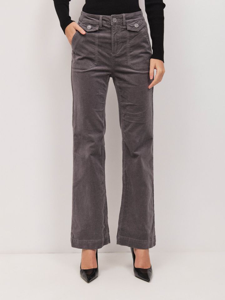 מכנסיים קורדרוי  ROMI בצבע אפור מלאנז בינוני