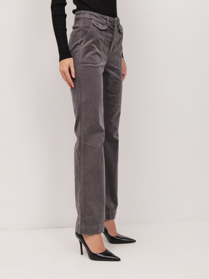 מכנסיים קורדרוי  ROMI בצבע אפור מלאנז בינוני