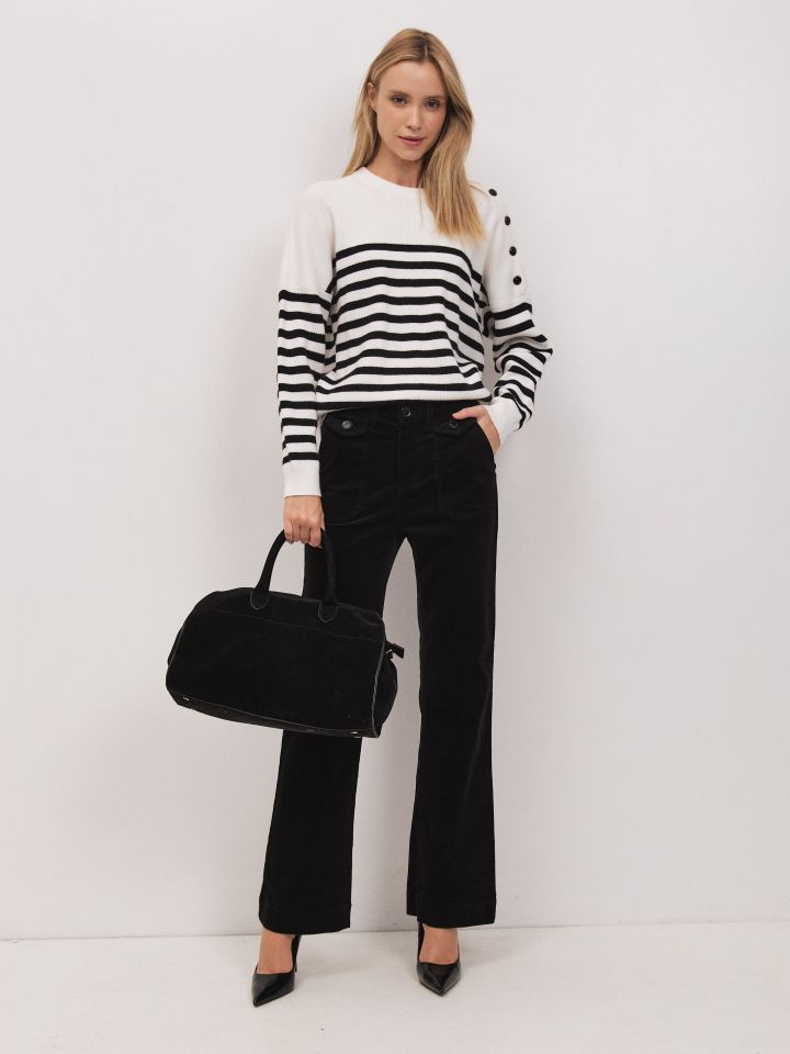 מכנסיים קורדרוי  ROMI בצבע שחור