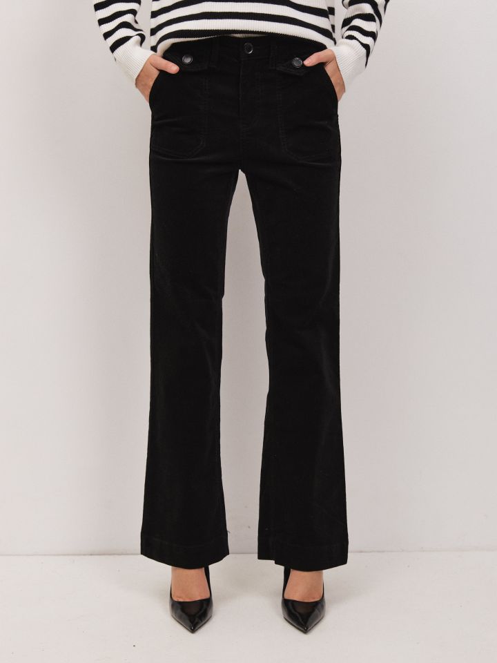 מכנסיים קורדרוי  ROMI בצבע שחור