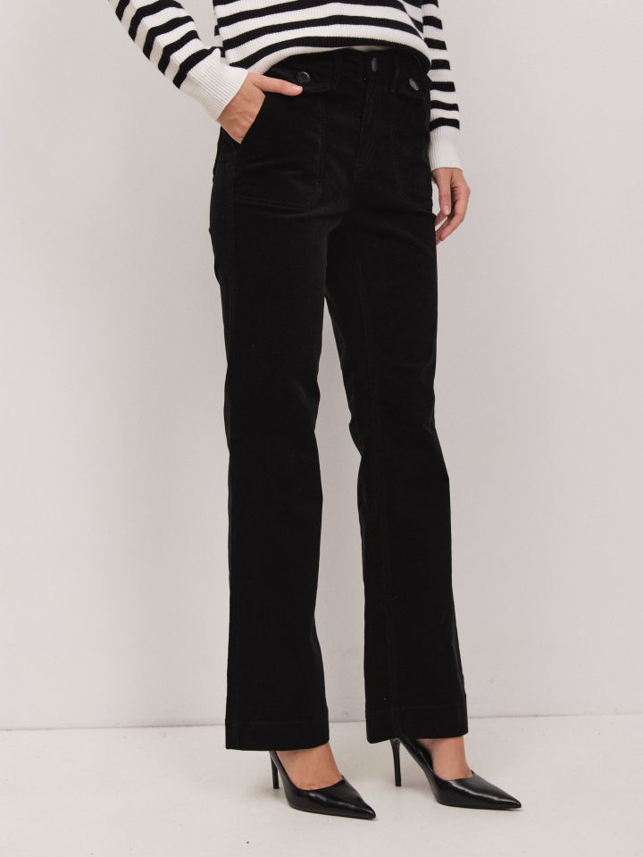 מכנסיים קורדרוי  ROMI בצבע שחור