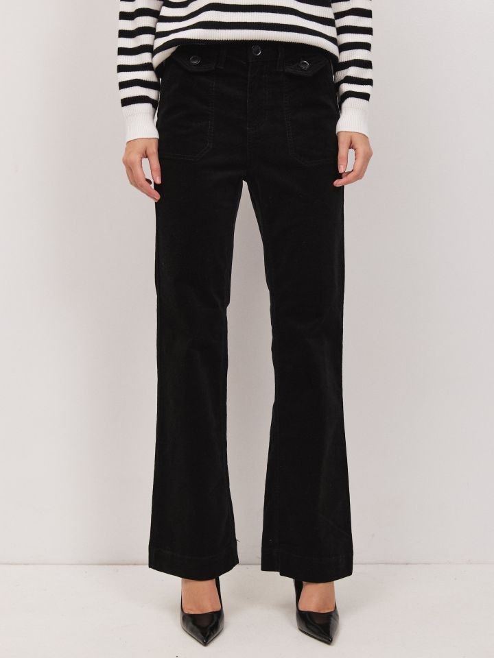 מכנסיים קורדרוי  ROMI בצבע שחור