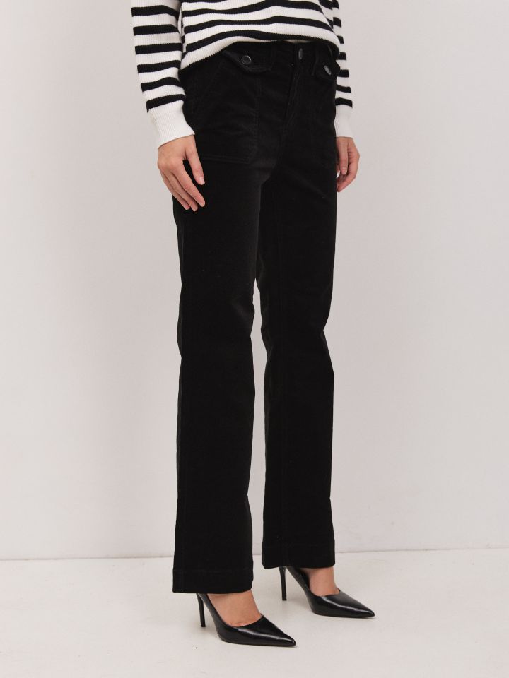 מכנסיים קורדרוי  ROMI בצבע שחור