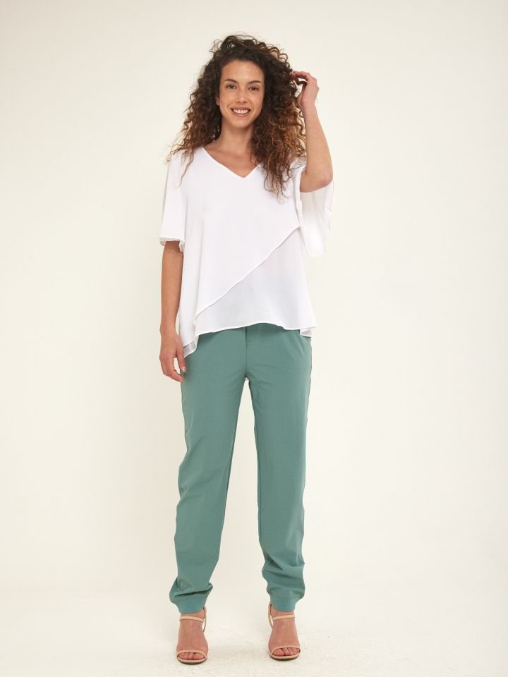 מכנסי גומי במותן PROMO בצבע ירוק בינוני