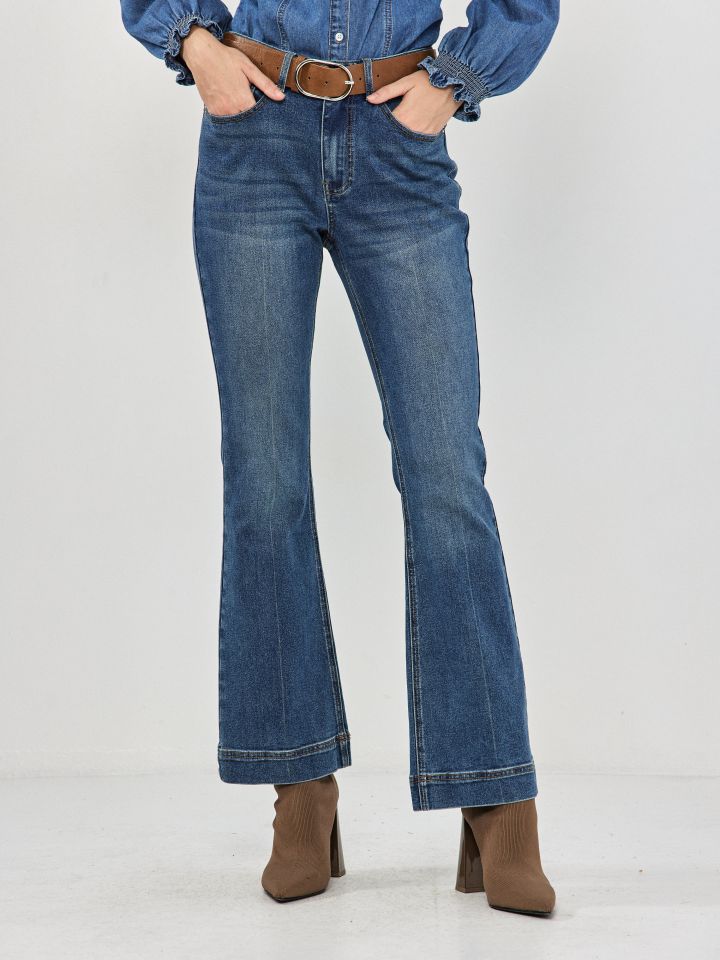 מכנסיים ג’ינס מתרחב  PROMO בצבע ג’ינס