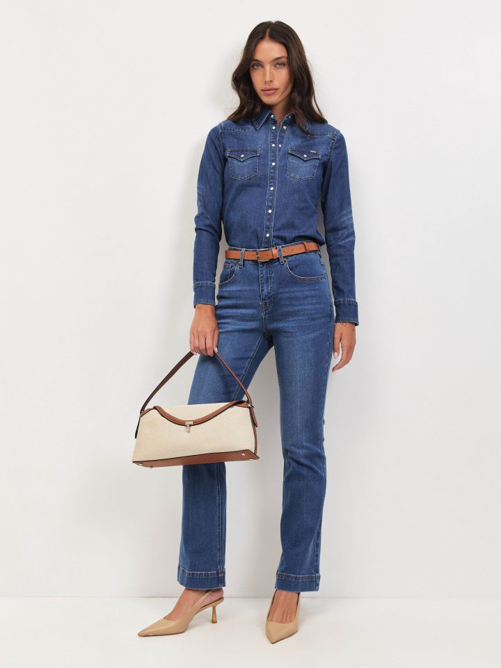 מכנסיים גינס מתרחב PROMO בצבע ג’ינס