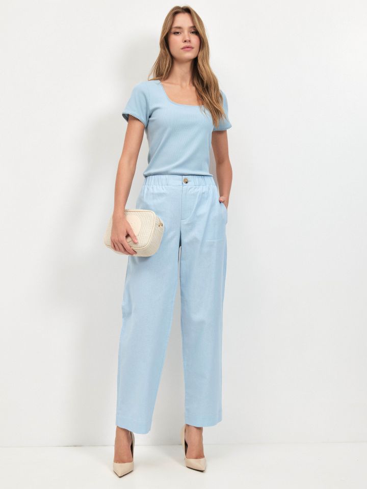 מכנסיים מראה  פישתן PROMO בצבע תכלת אורלי