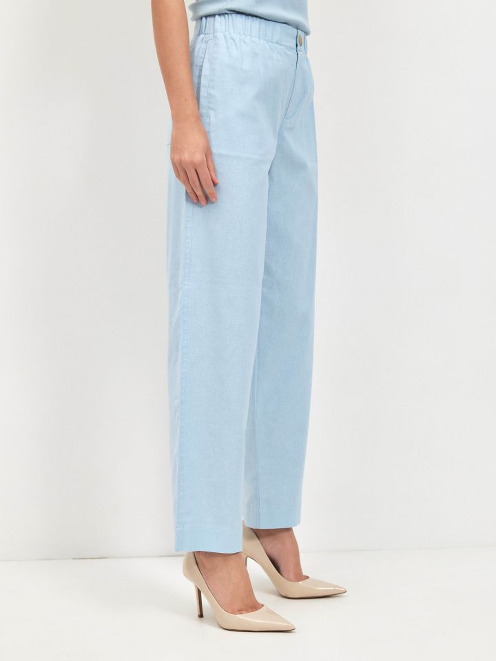 מכנסיים מראה  פישתן PROMO בצבע תכלת אורלי