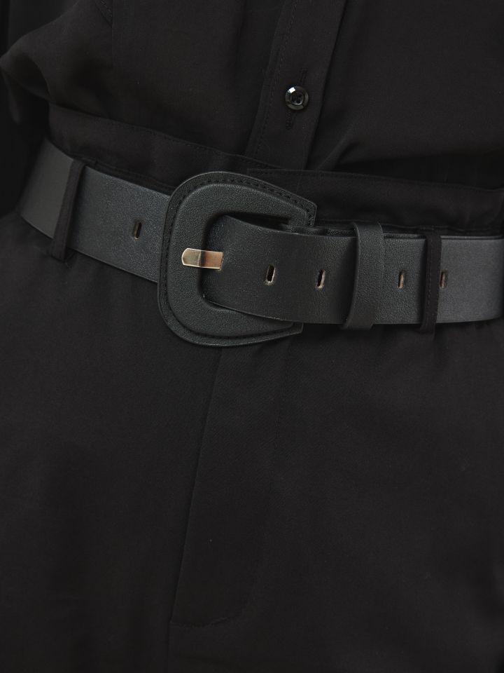 מכנסי חגורה ארוך בצבע שחור