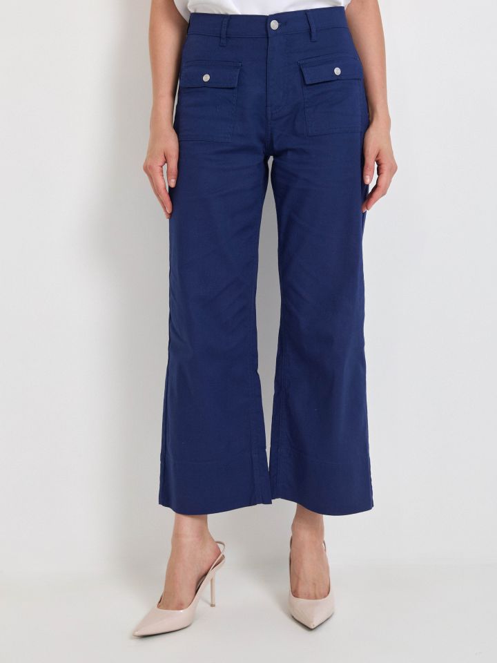 מכנסיים דריל כיסים בצבע כחול אינדיגו