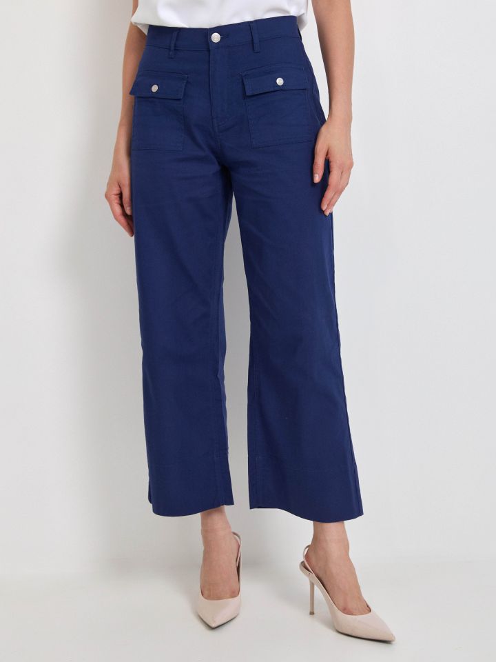 מכנסיים דריל כיסים בצבע כחול אינדיגו