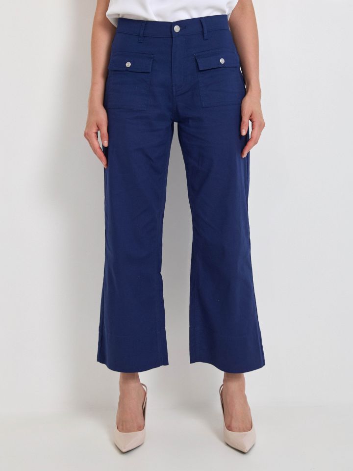 מכנסיים דריל כיסים בצבע כחול אינדיגו