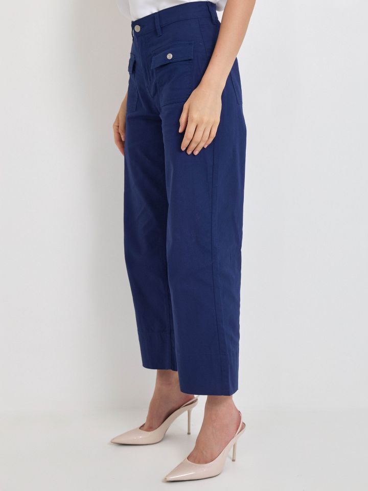 מכנסיים דריל כיסים בצבע כחול אינדיגו