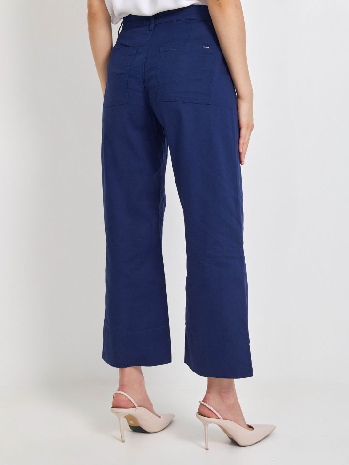 מכנסיים דריל כיסים בצבע כחול אינדיגו