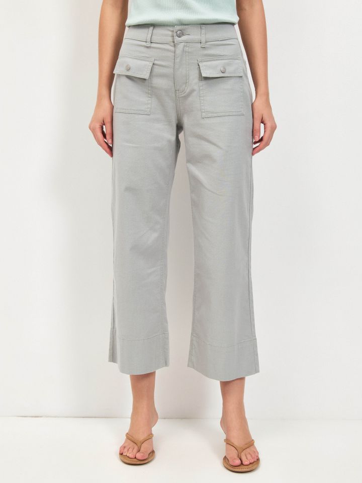 מכנסיים דריל כיסים בצבע ירוק בהיר