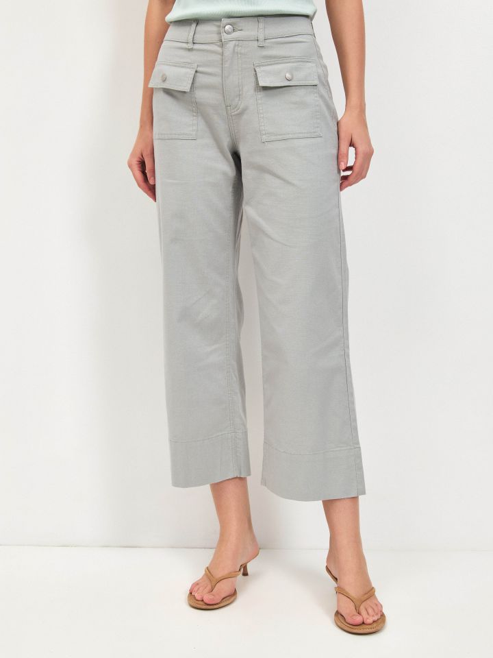 מכנסיים דריל כיסים בצבע ירוק בהיר