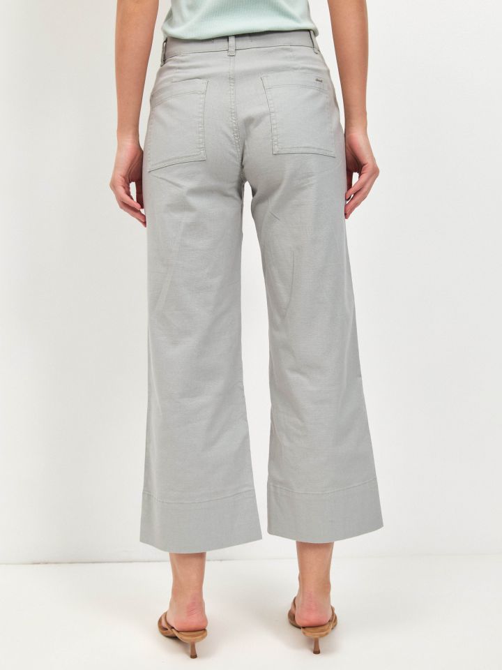 מכנסיים דריל כיסים בצבע ירוק בהיר