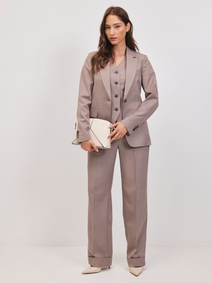 מכנסיים גומי בגב מנג’טים LIAT בצבע בייז מלנג’