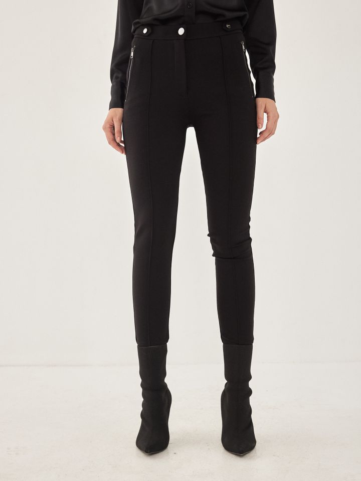 מכנסי מילנו רוכסנים בצבע שחור