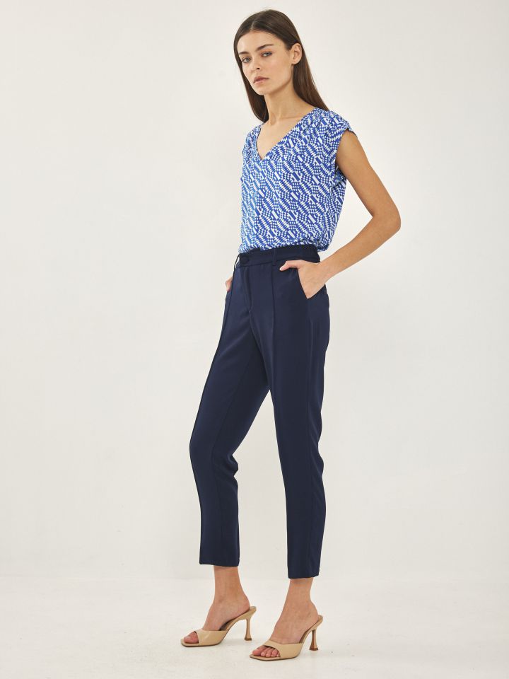 מכנסי גומי מאחור PROMO בצבע נייבי