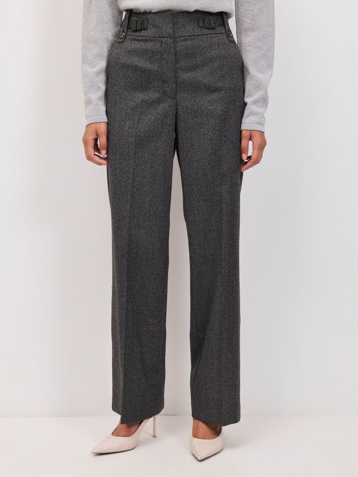 מכנסיים חגורה אבזמים בצבע אפור מרנגו