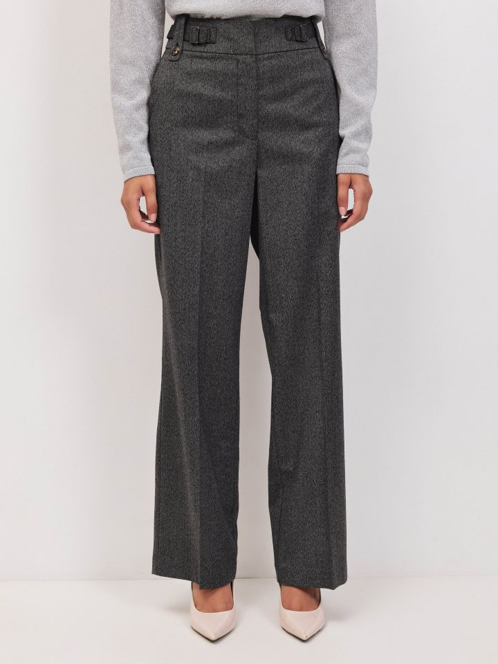 מכנסיים חגורה אבזמים בצבע אפור מרנגו