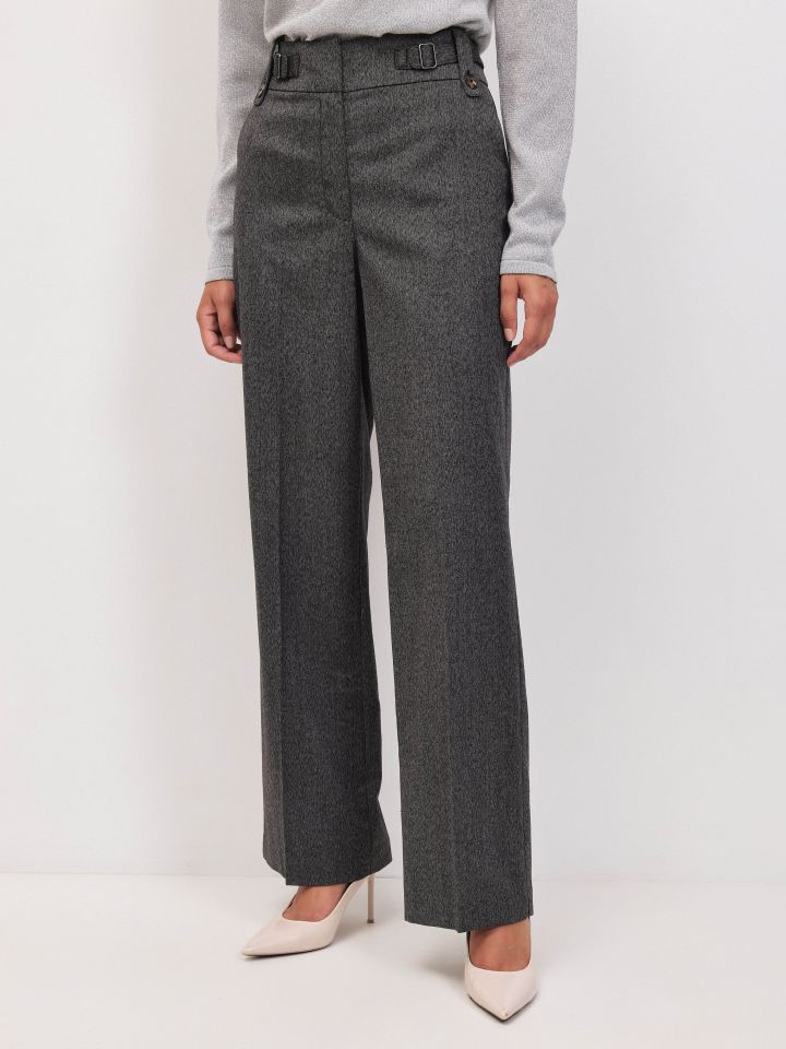 מכנסיים חגורה אבזמים בצבע אפור מרנגו