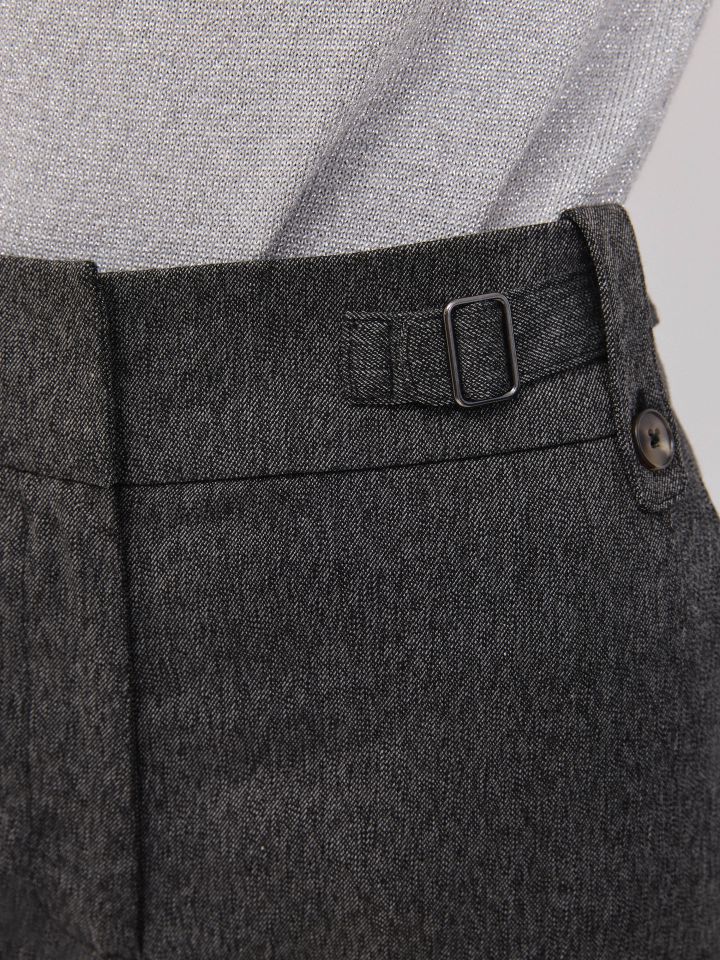 מכנסיים חגורה אבזמים בצבע אפור מרנגו